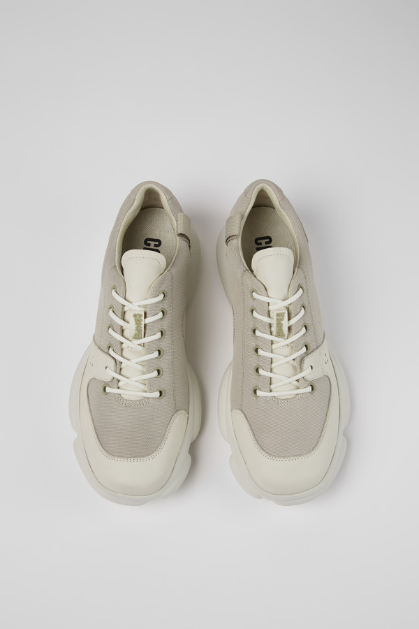 CAMPER Karst - Sneaker Per Uomo - Grigio,Bianco, Taglia 39, Tessuto In Cotone/Pelle Liscia