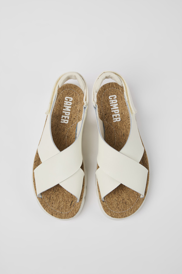 CAMPER Oruga - Sandals For Women - White, Size 40, Smooth Leather/Cotton Fabric