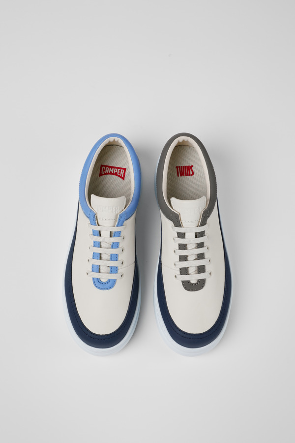 CAMPER Twins - Sneakers For Women - White,Blue,Grey, Size 35, Smooth Leather