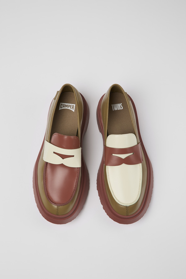 CAMPER Twins - Chaussures Habillées Pour Femme - Marron,Rouge,Blanc, Taille 42, Cuir Lisse