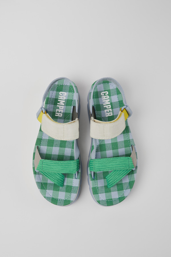 CAMPER Oruga Up - Sandals For Women - Blue,Green,Grey, Size 35, Cotton Fabric/Smooth Leather