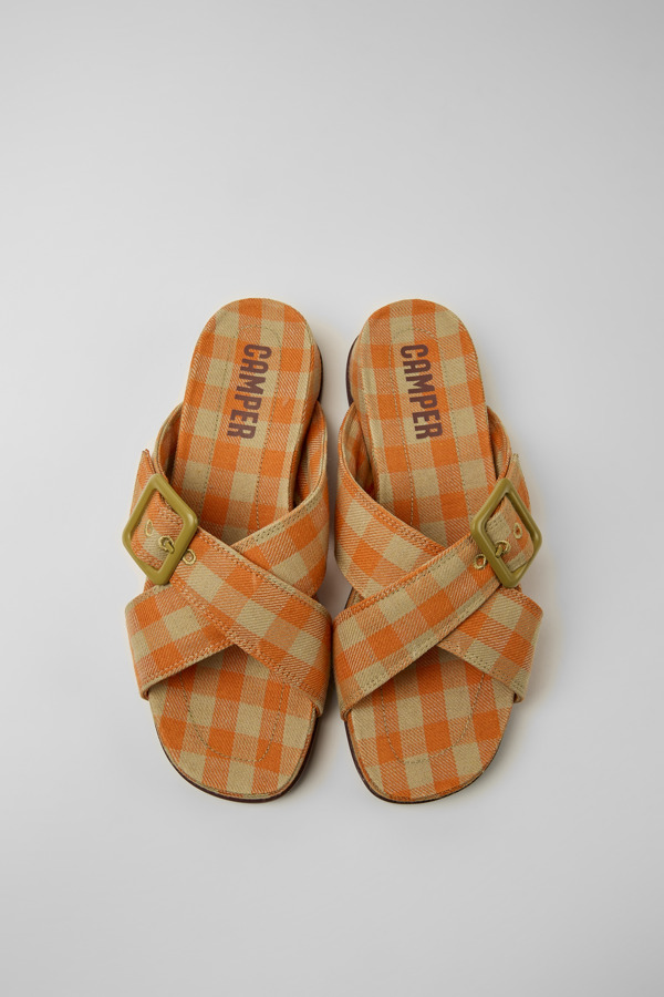 CAMPER Atonik - Sandals For Women - Orange,Beige, Size 35, Cotton Fabric