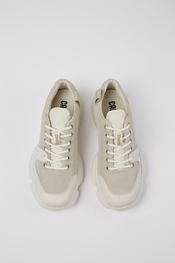 CAMPER Karst - Sneaker Per Donna - Grigio,Bianco, Taglia 40, Tessuto In Cotone/Pelle Liscia