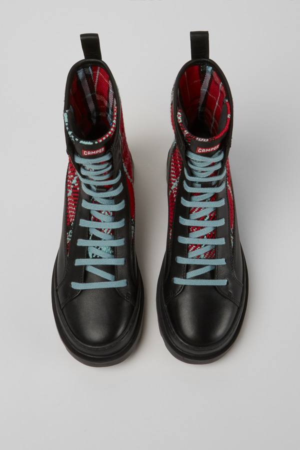 CAMPER Brutus - Boots For Women - Black,Red,Blue, Size 41, Smooth Leather/Cotton Fabric