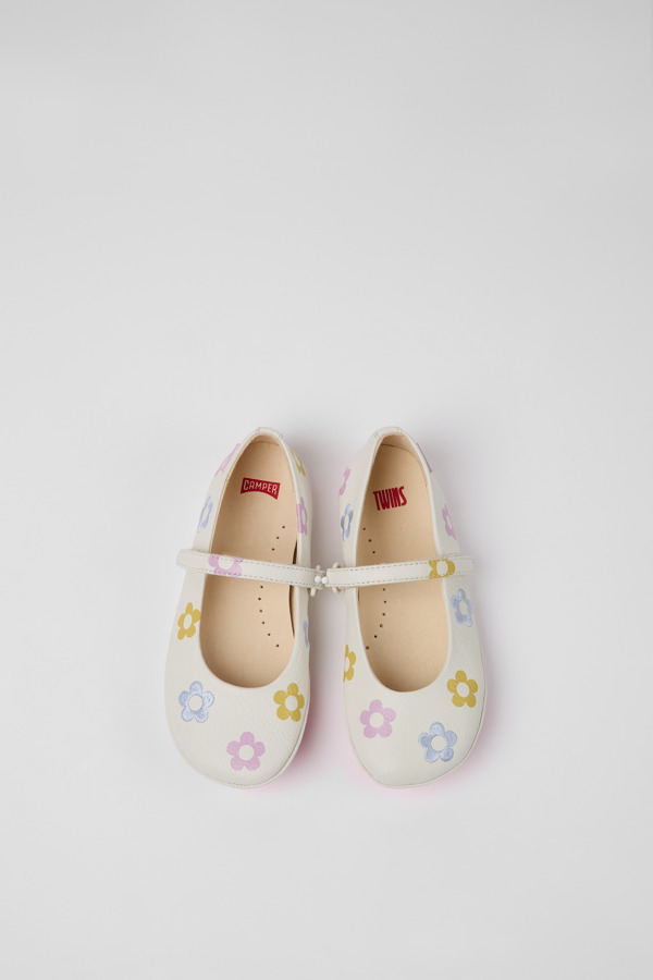 CAMPER Twins - Ballerinas For Girls - White, Size 38, Smooth Leather