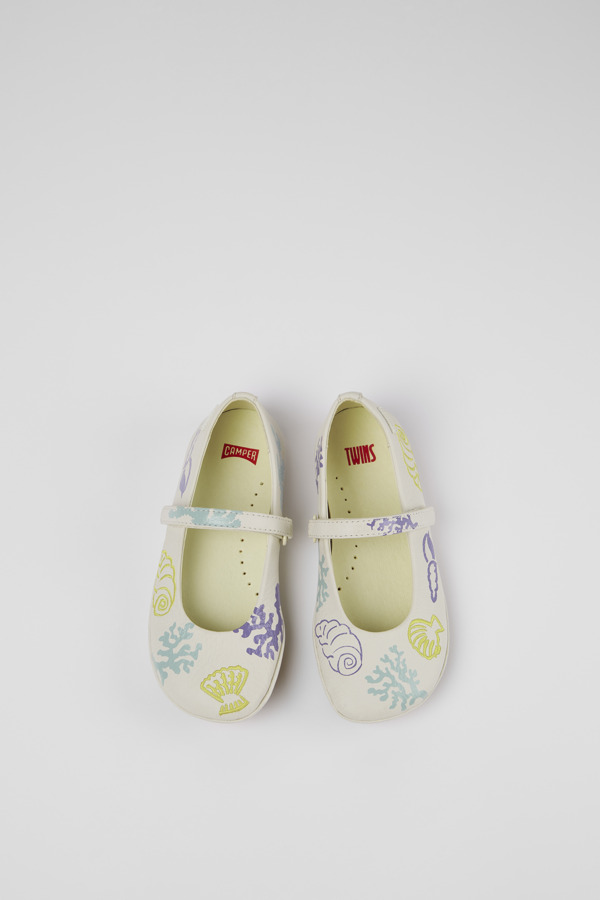 CAMPER Twins - Ballerinas For Girls - White, Size 35, Smooth Leather