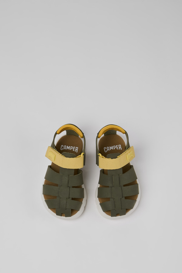 CAMPER Oruga - Sandalen Für ERSTE SCHRITTE - Grün, Größe 21, Glattleder/Textile