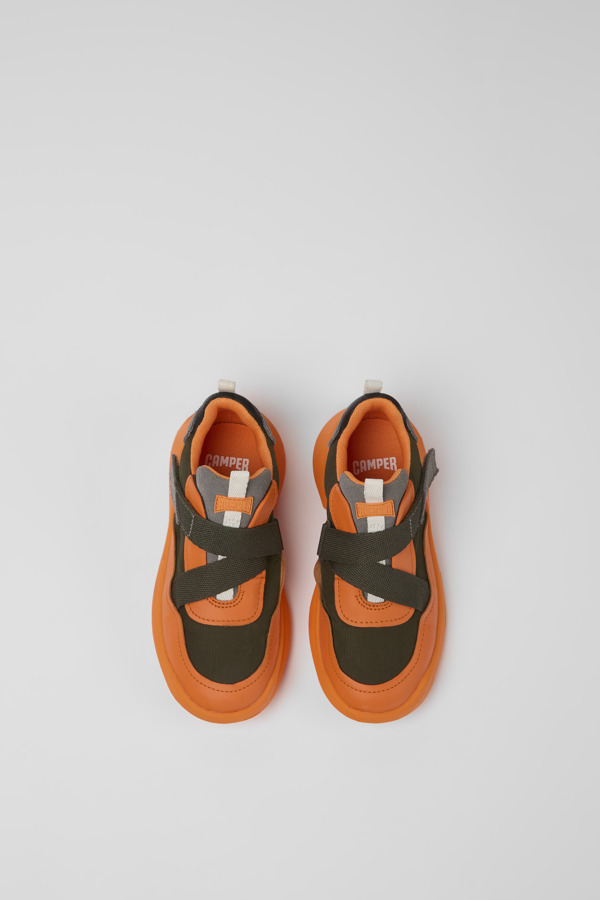 CAMPER CRCLR - Baskets Pour Filles - Vert,Orange,Gris, Taille 27, Tissu En Coton/Cuir Lisse