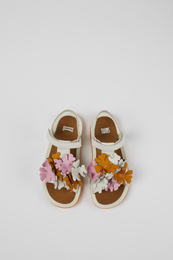 CAMPER Twins - Sandalen Für Mädchen - Weiß,Rosa ,Orange, Größe 28, Glattleder