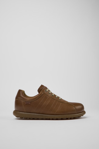 Side view of Pelotas Brown leather sneakers for men