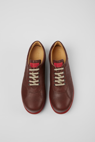 Overhead view of Pelotas Brown leather shoes for men