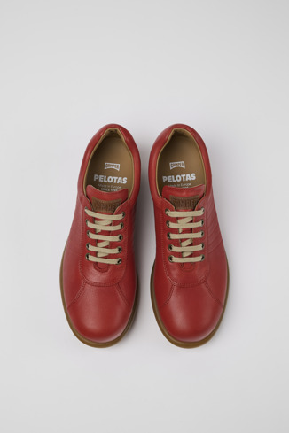 Overhead view of Pelotas Red Leather Oxford Sneaker for Men