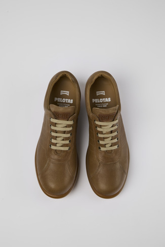 Overhead view of Pelotas Brown Leather Oxford Sneaker for Men