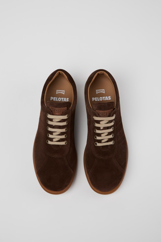 Overhead view of Pelotas Brown nubuck shoes for men