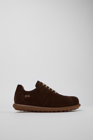 Side view of Pelotas Brown nubuck shoes for men