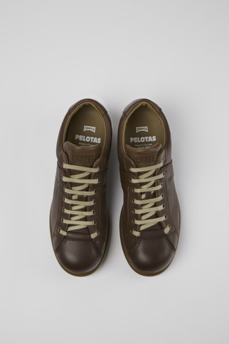 Overhead view of Pelotas Light brown vegetable tanned leather shoes
