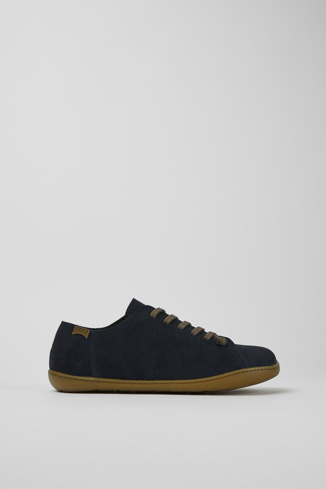 Side view of Peu Blue nubuck shoes for men