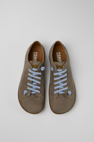 Overhead view of Peu Green nubuck shoes for men