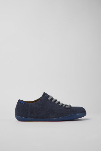 Side view of Peu Blue nubuck shoes for men