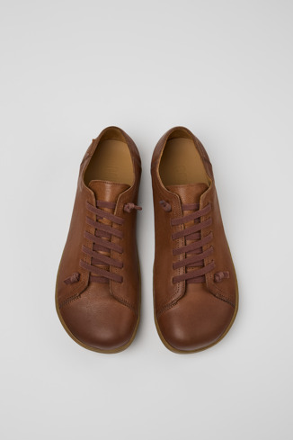 Overhead view of Peu Brown leather shoes for men