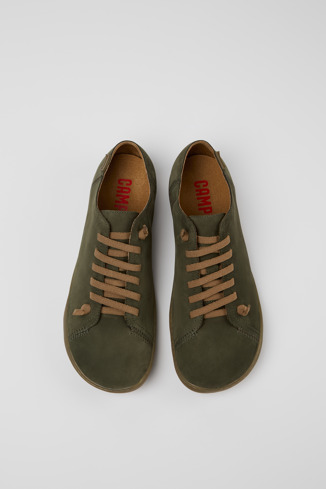 Overhead view of Peu Green nubuck shoes for men