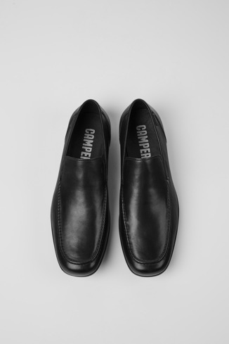 Overhead view of Mauro Black moccasins for men