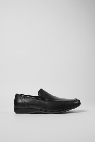 Side view of Mauro Black moccasins for men