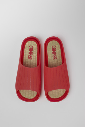 Overhead view of Wabi Red monomaterial sandals for men