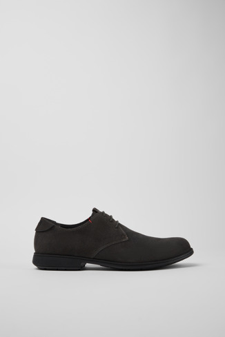 Side view of Mil Brown-gray nubuck shoes for men