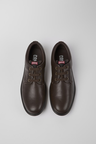 Overhead view of Atom Work Dark brown blucher shoes for men