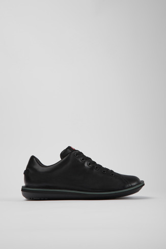 Side view of Beetle Black leather shoes for men