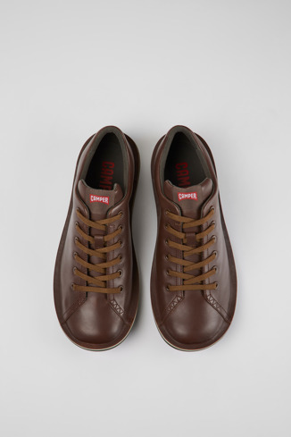 Overhead view of Beetle Brown leather shoes for men