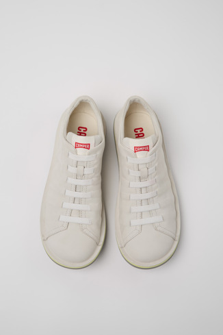 Overhead view of Beetle White Nubuck Shoes for Men.