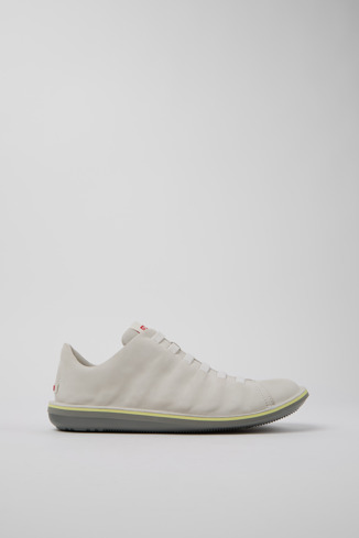 Side view of Beetle White Nubuck Shoes for Men.