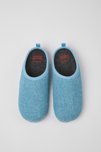 Overhead view of Wabi Blue wool and viscose slippers for men