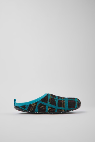 Side view of Wabi Multicolored recycled wool slippers for men