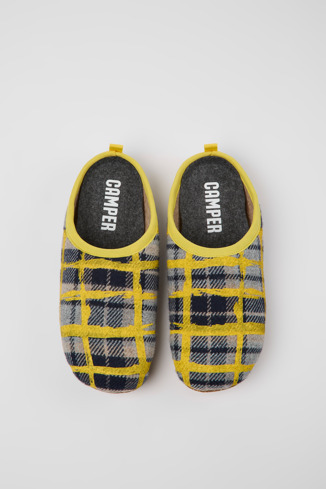 Overhead view of Wabi Multicolored recycled wool slippers for men