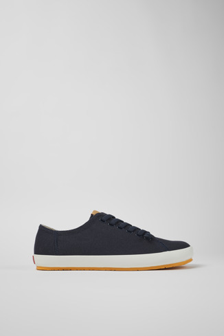 Side view of Peu Rambla Blue Textile Sneaker for Men
