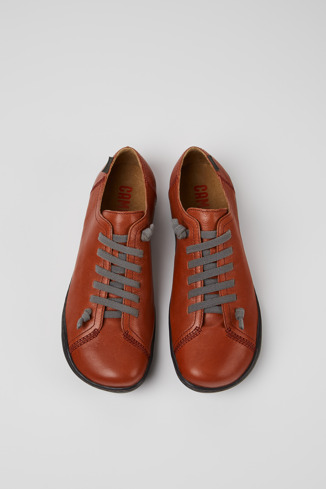Overhead view of Peu Burgundy leather shoes for women