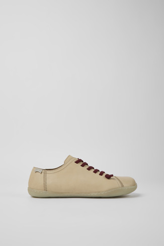 Side view of Peu Beige leather shoes for women