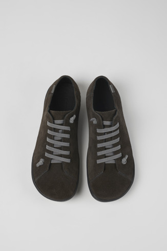 Overhead view of Peu Gray nubuck shoes for women