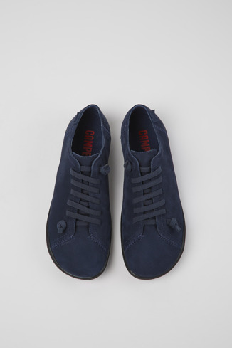 Overhead view of Peu Blue nubuck shoes for women