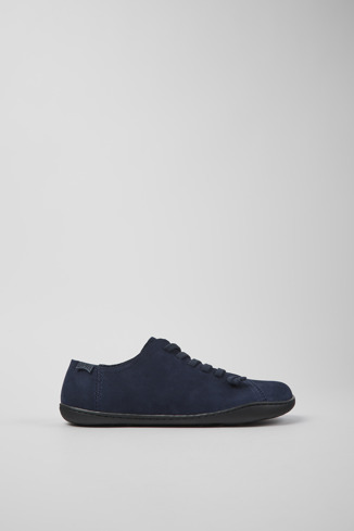 Side view of Peu Blue nubuck shoes for women