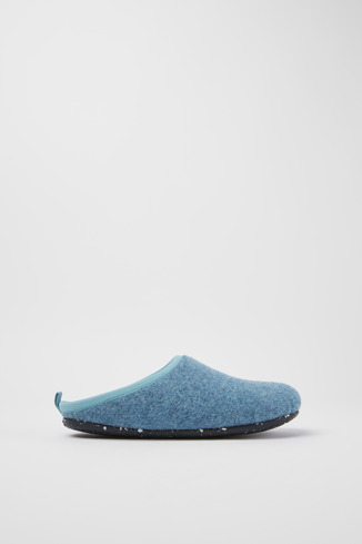 Side view of Wabi Light blue wool women’s slippers