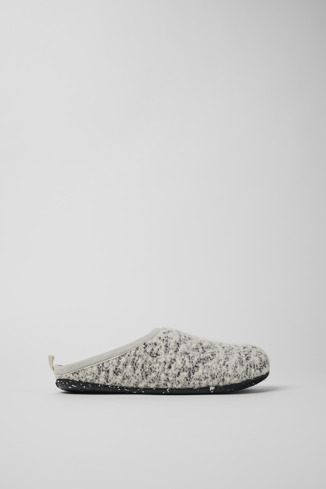 Side view of Wabi White and black Slippers for Women