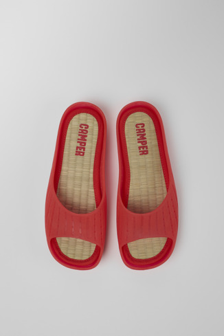 Overhead view of Wabi Red monomaterial sandals for women