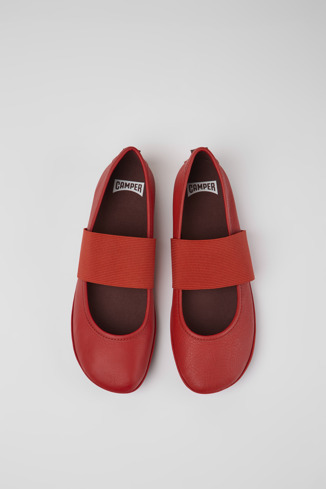 Overhead view of Right Red leather shoes for women