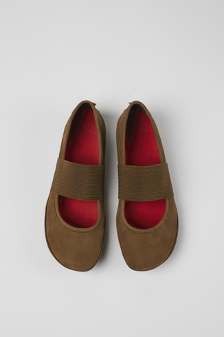 Overhead view of Right Brown nubuck ballerinas for women