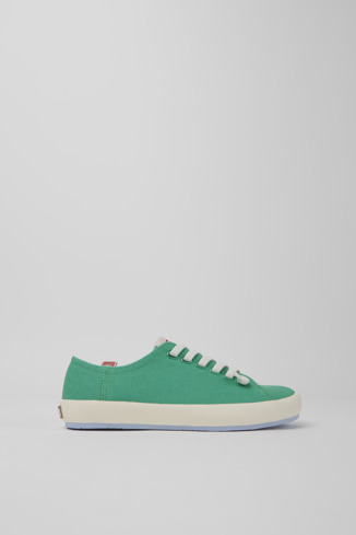 Side view of Peu Rambla Green recycled cotton sneakers for women