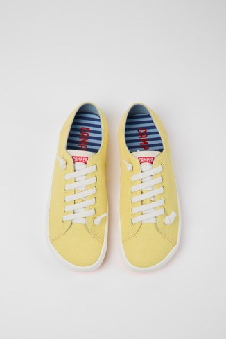Overhead view of Peu Rambla Yellow textile sneakers for women